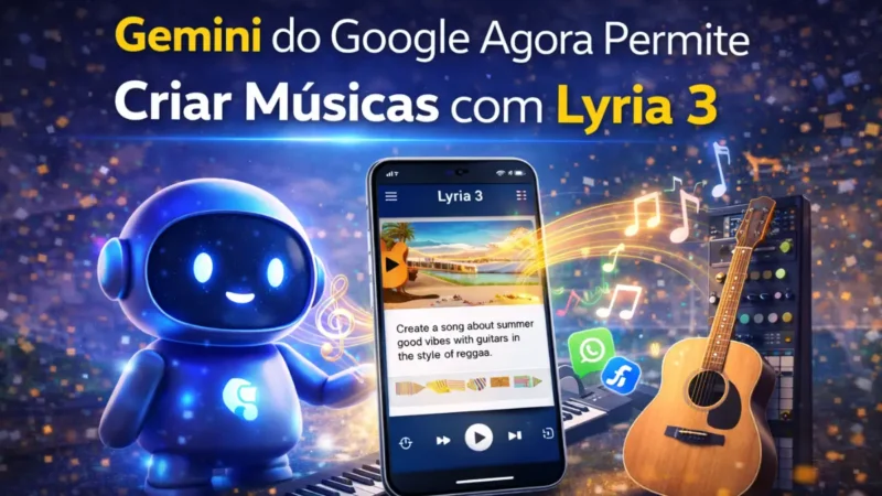 Gemini do Google Agora Permite Criar Músicas com Lyria 3: Veja Como Funciona a Nova Ferramenta de IA